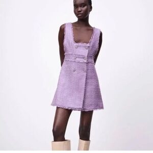Zara Purple A-line Mini Dress Cocktail